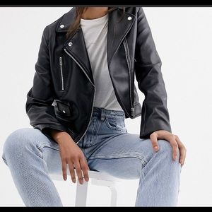 Faux leather biker jacket